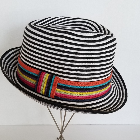 Jeanne Simmons Accessories - Black & White Stripe Fedora